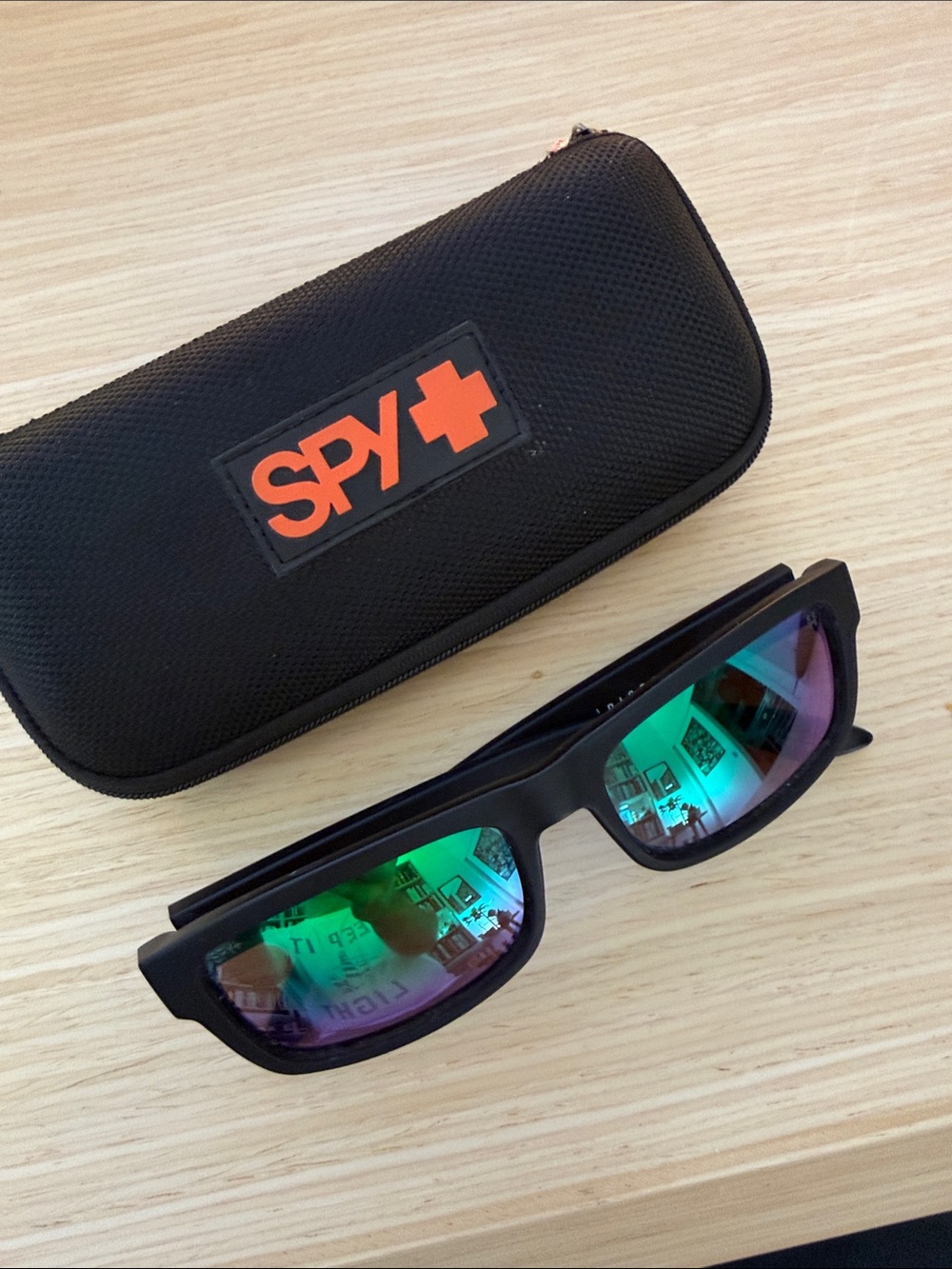 SPY Optic Matte Black Sunglasses with Green Mirrored Lenses | Discord Lite
